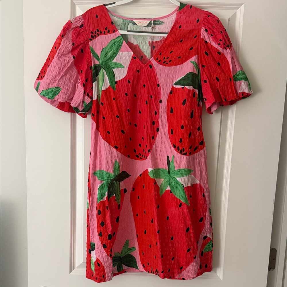 gorman Pink Red Strawberry-Print Mini Dress